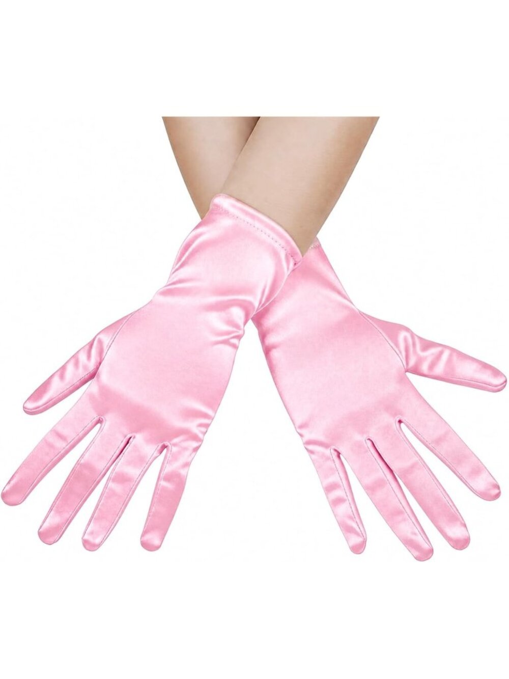 Women's Pink Short Satin Wrist Length 1920s Halloween Cosplay Opera Gloves